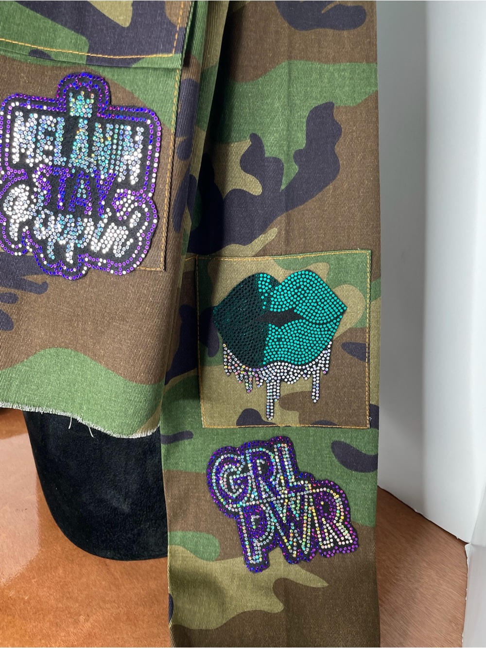 Camo Embellished Patches "Boss Babe" Jacket — Green Camo - Picture 6 of 6